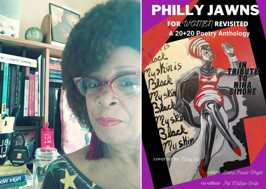 Debra Powell Wright is pictured with the cover of Philly Jawns.