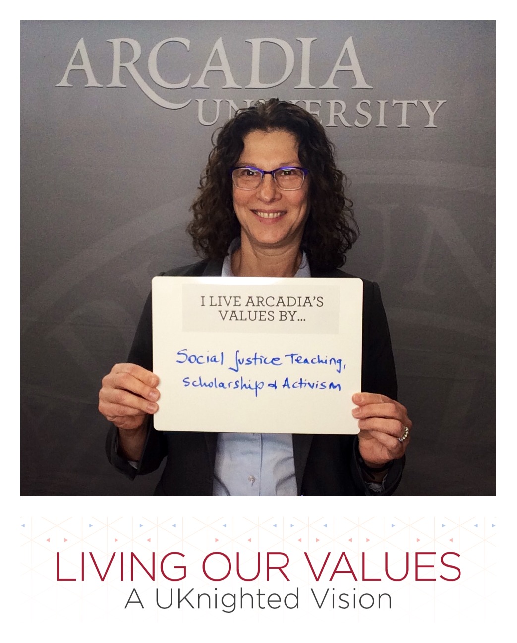An Arcadia professor showing the values they teach and show to their students.