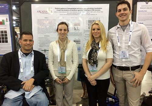 Biology students in front of poster boards at International Cell Biology Conference