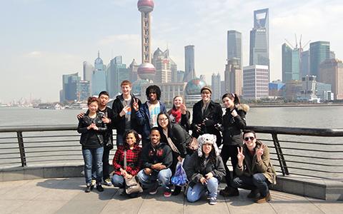 A group of students learning abroad.