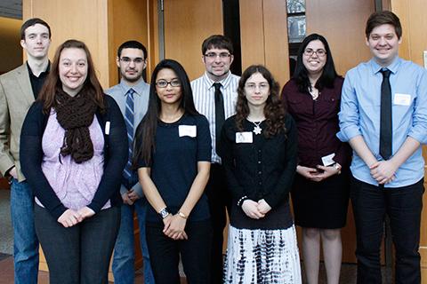 Eight students at the mathematics conference.