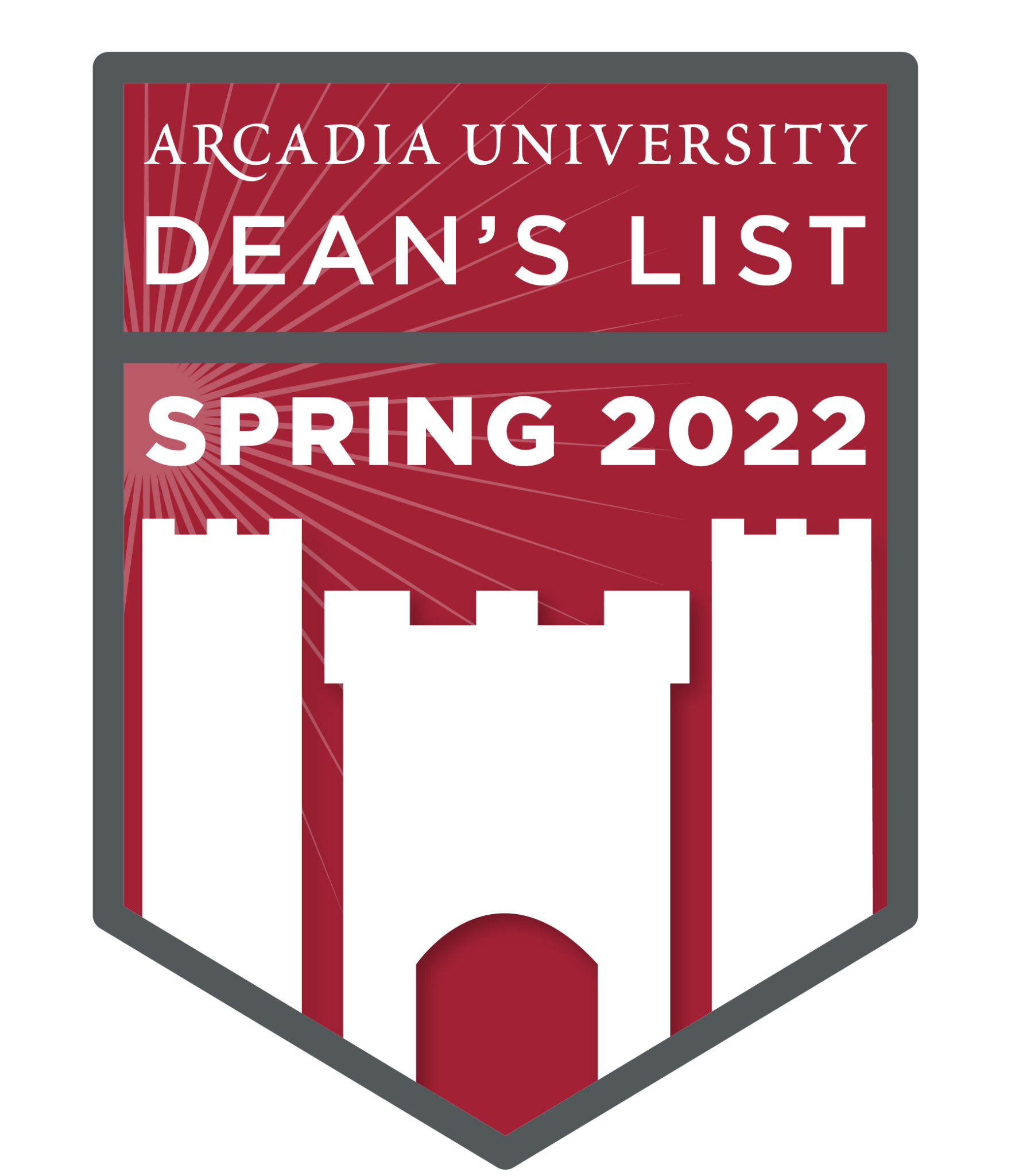 The badge for the spring of 2023-22 Honors Deans List at Arcadia.