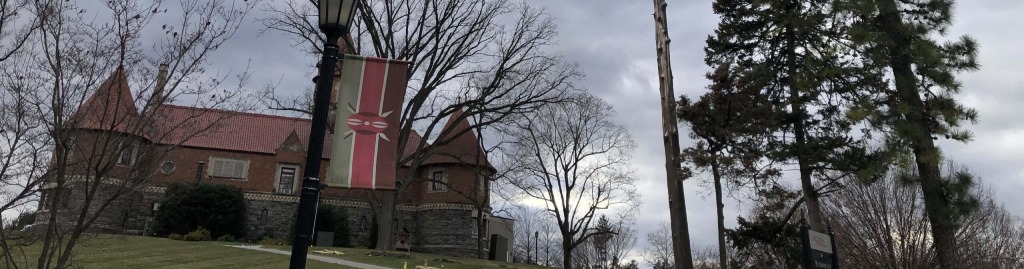 A view of Murphy Hall on a gray cloudy day