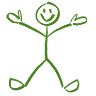 school of education stick figure drawing, green