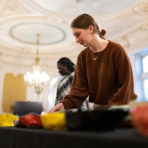 Attendees selecting their handcrafted bowls during the 2022 Empty Bowl Dinner