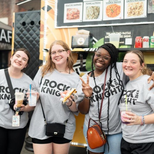 Students wearing Rock the Knight t-shirts