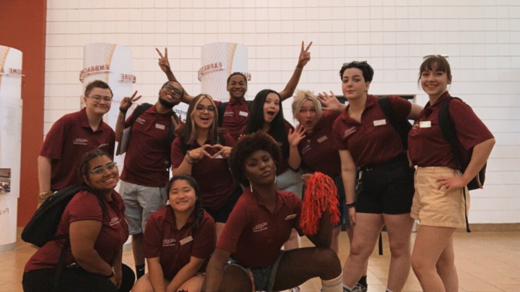 Orientation leaders posing for a group photo.