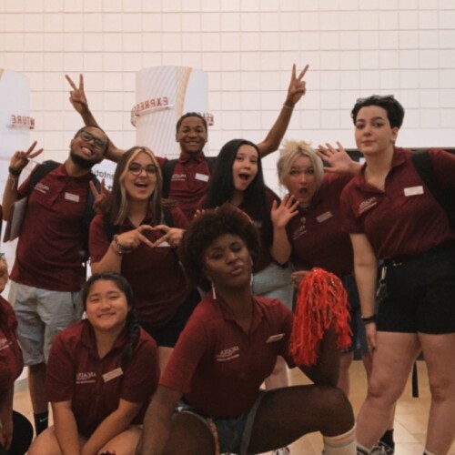 Orientation leaders posing for a group photo.