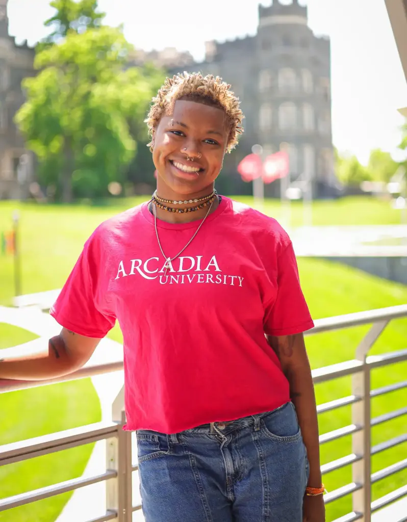 Orientation leader Donya (DB) Baxter on campus.