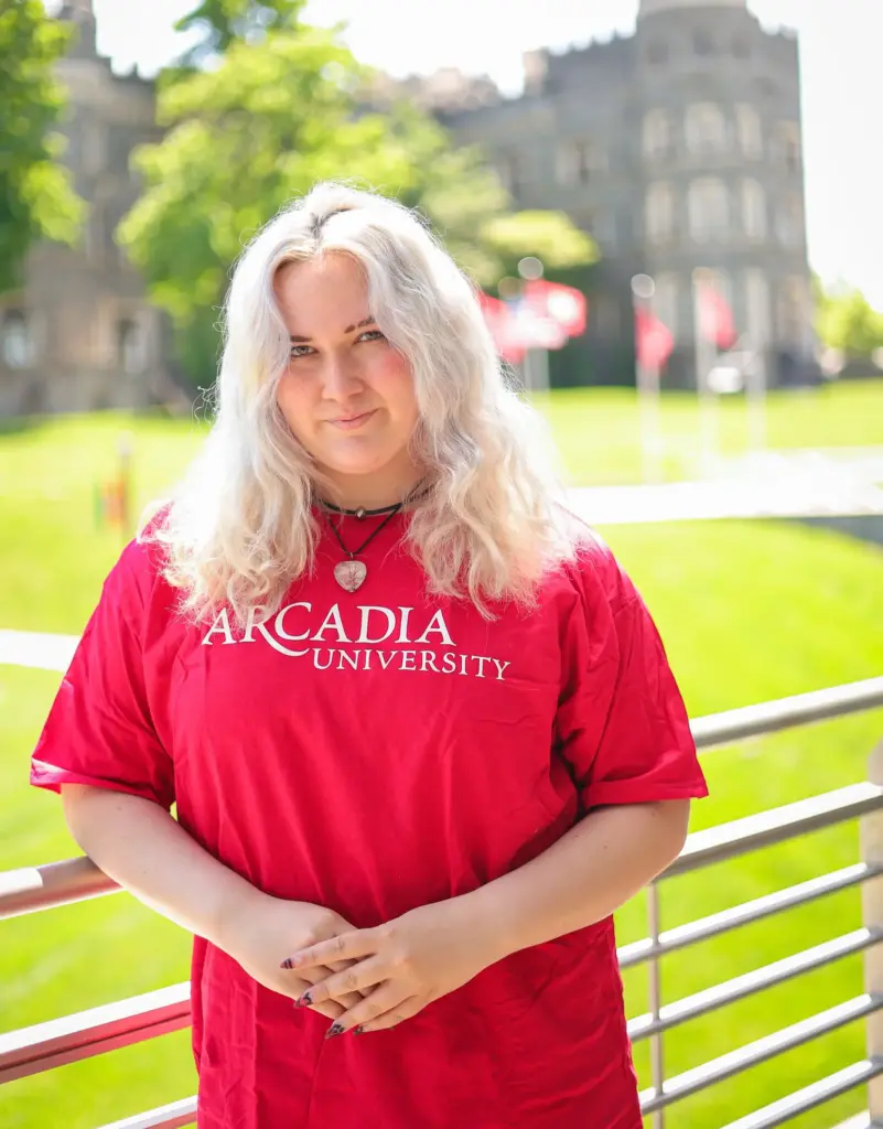 Orientation leader Miranda Razzi on campus.