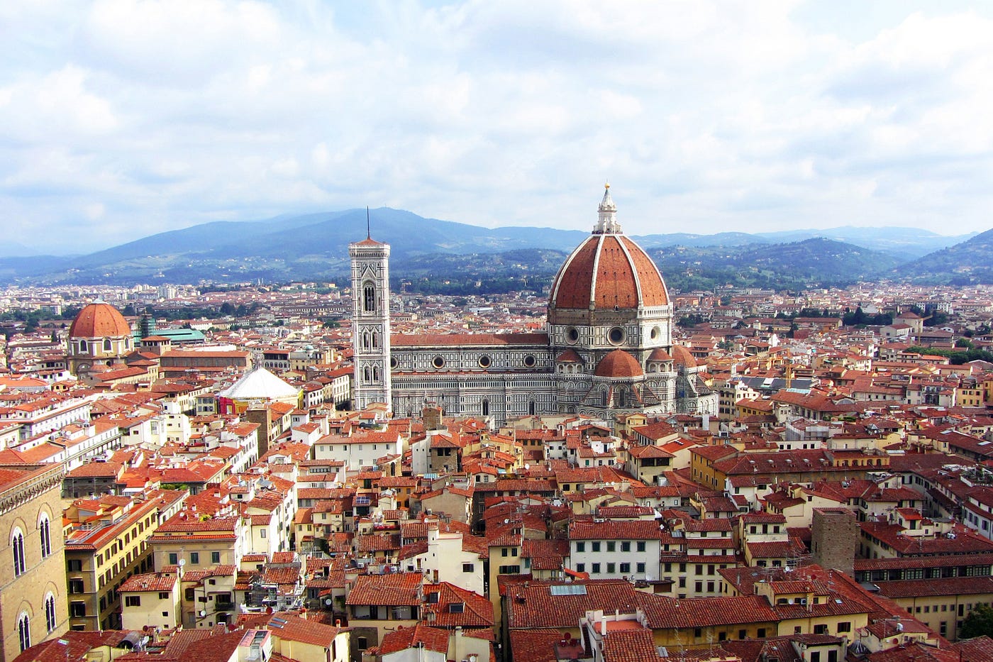 picture of Florence Italy from above - the Duomo, the city, blue skies