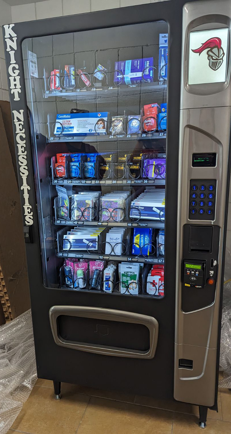 The Knight Necessities Health Vending Machine in the Kuch Center.