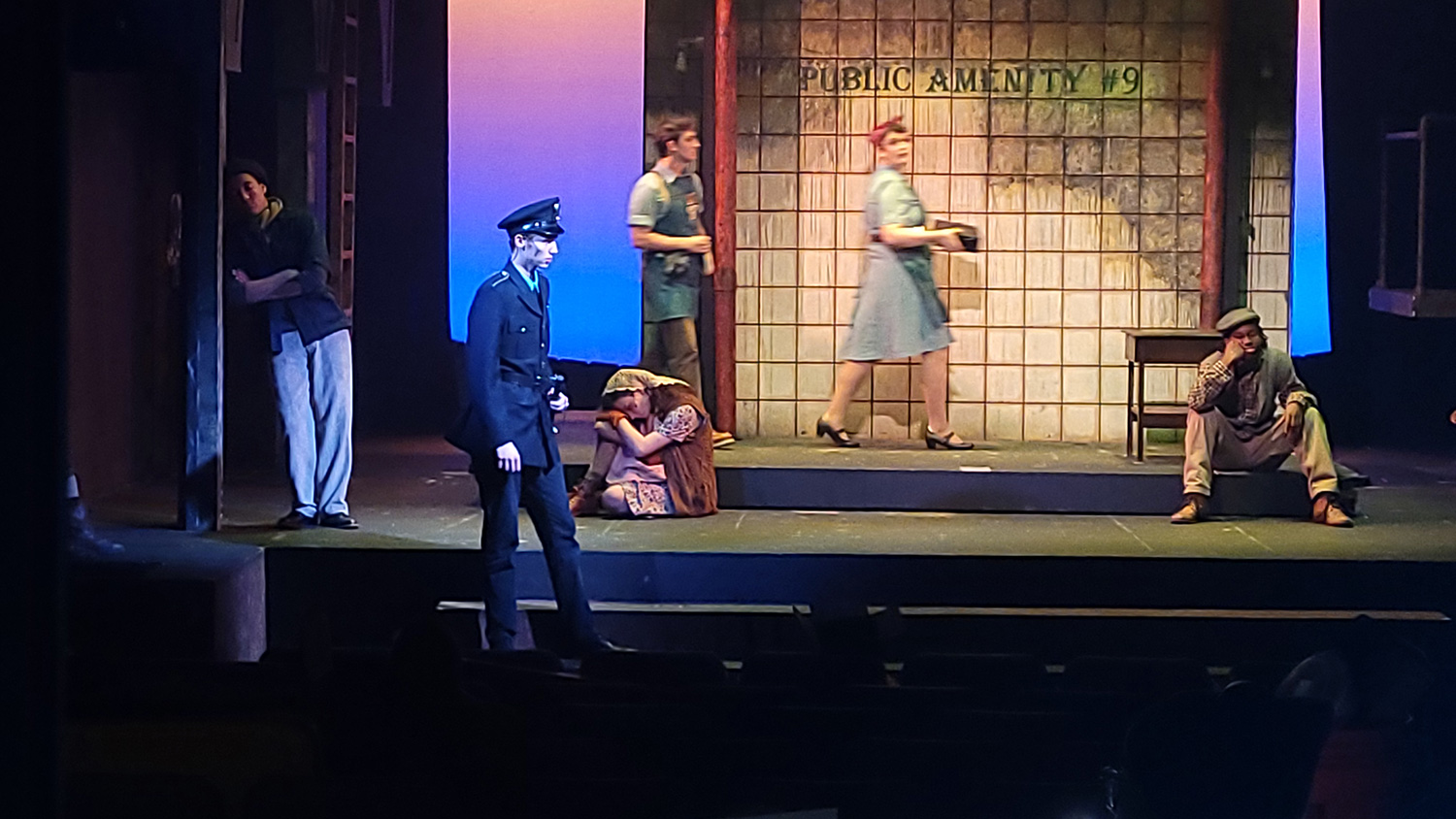 Dress rehearsal for "Urinetown The Musical" in the Little Theater.