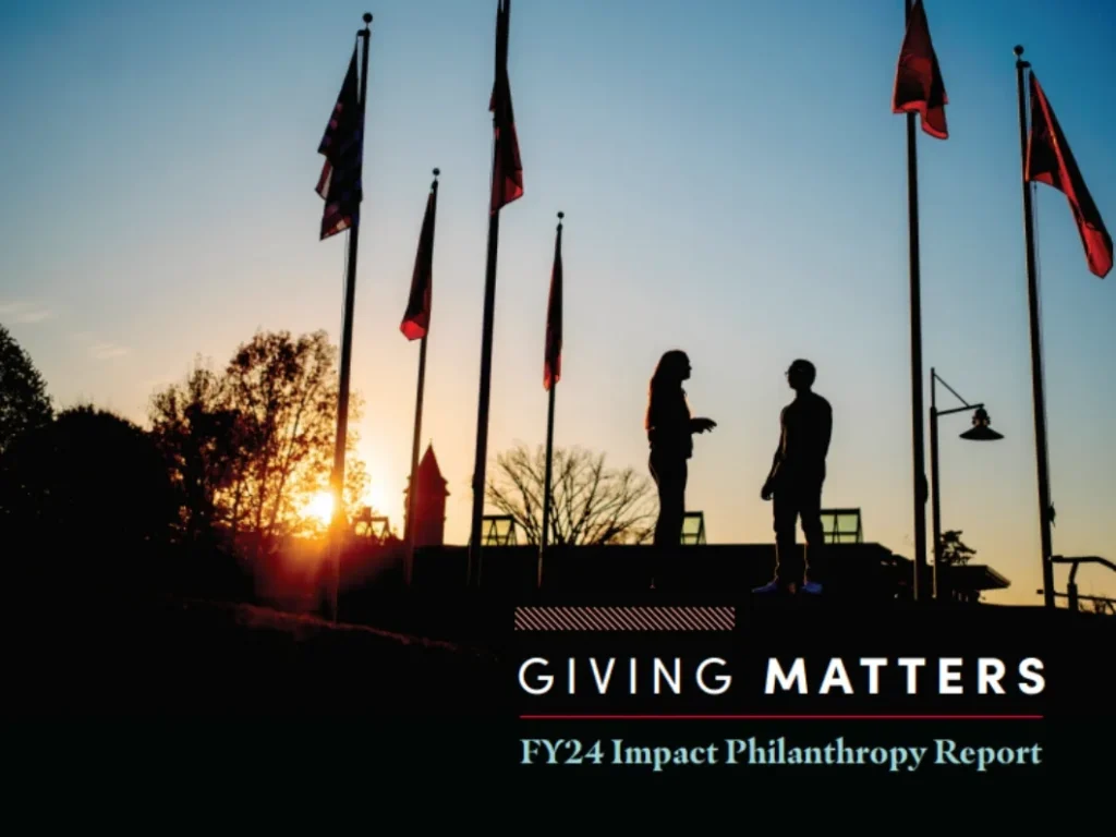 The cover for the Arcadia University FY24 Impact Philanthropy Report. Text reads: "Arcadia University. Giving Matters. FY24 Impact Philanthropty Report."