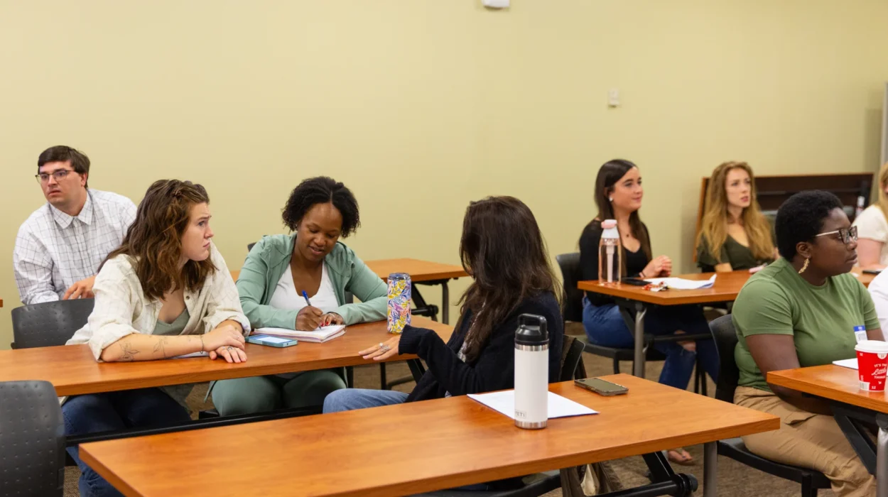 Graduate Counseling students sit in class at their orientation.