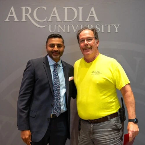 Dr. Ajay Nair with John McNeil, one of the retirees celebrated at the 2024 Years of Service luncheon