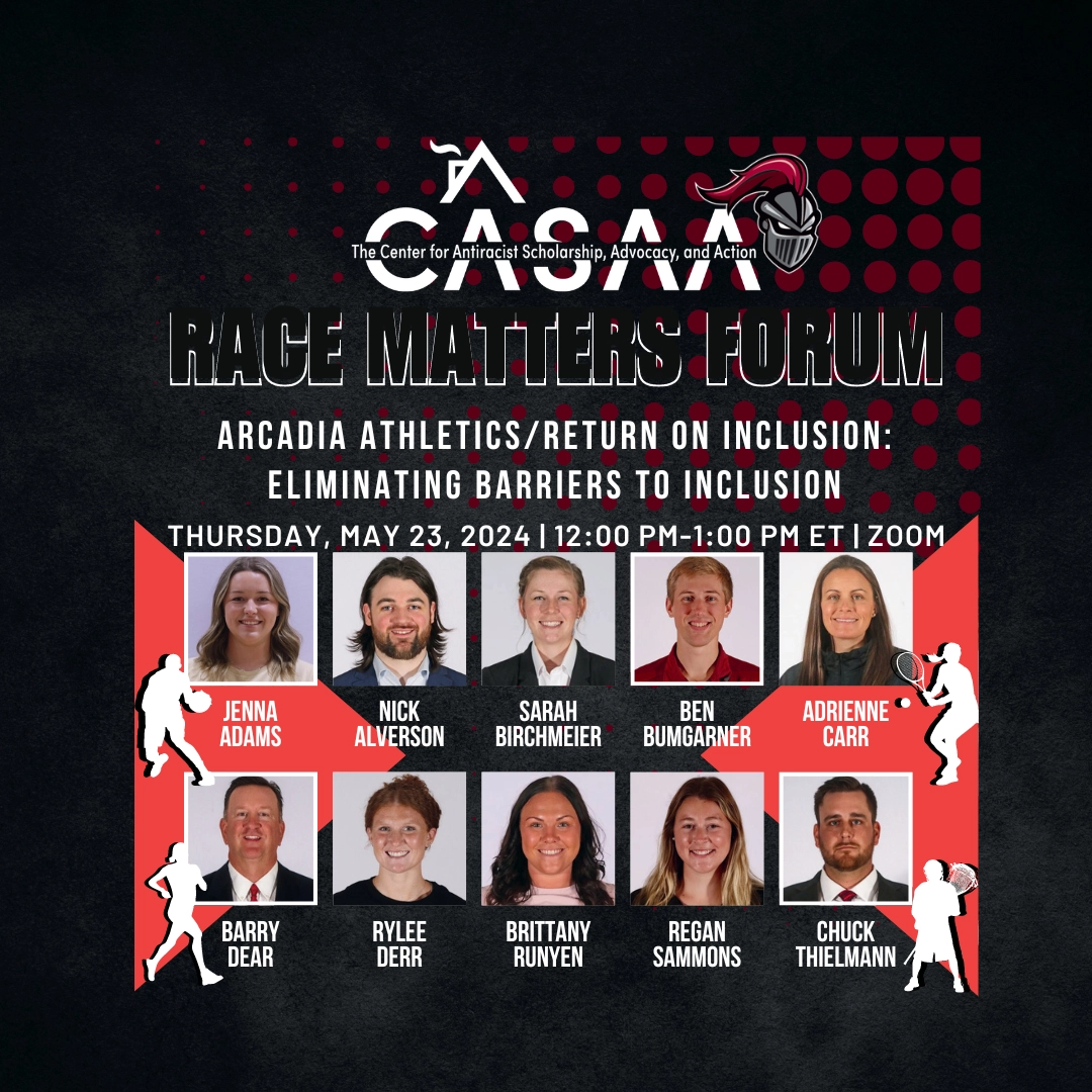 A flyer for a CASAA Race Matters Forum about Arcadia Athletics