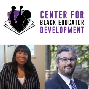 The Center for Black Educator Development Logo with headshots of Drs. Brasof and Jeter-Iles below it.