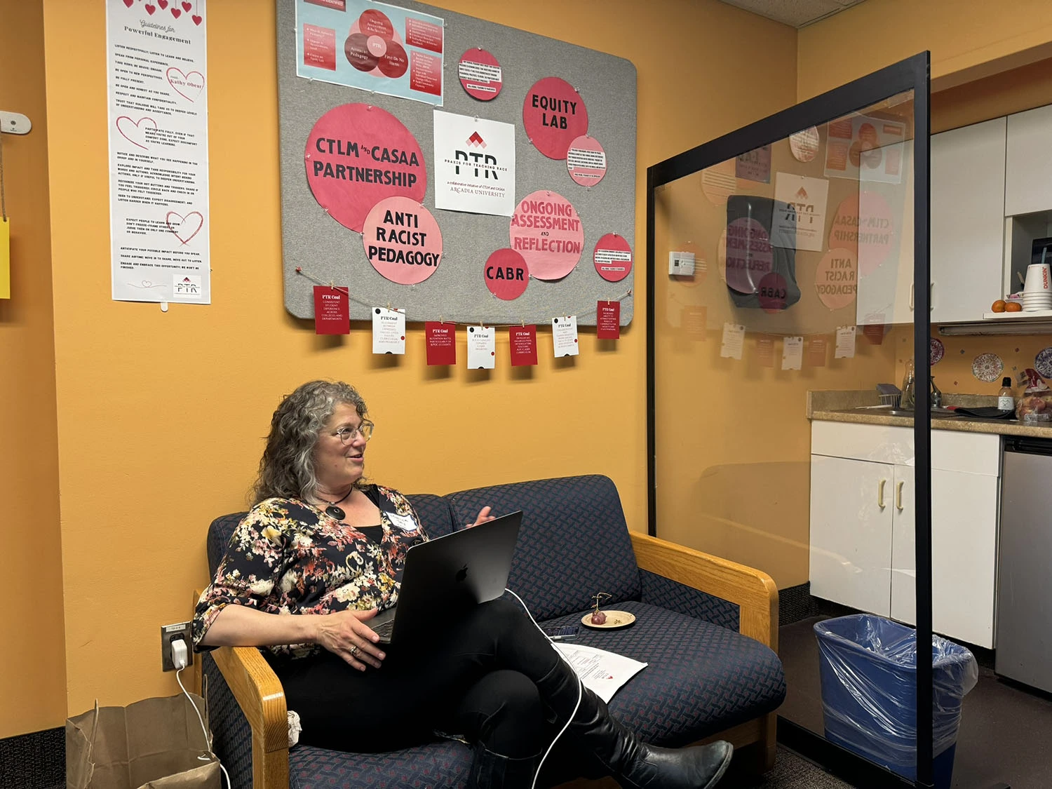 Monica Day sitting in the Equity Lab.