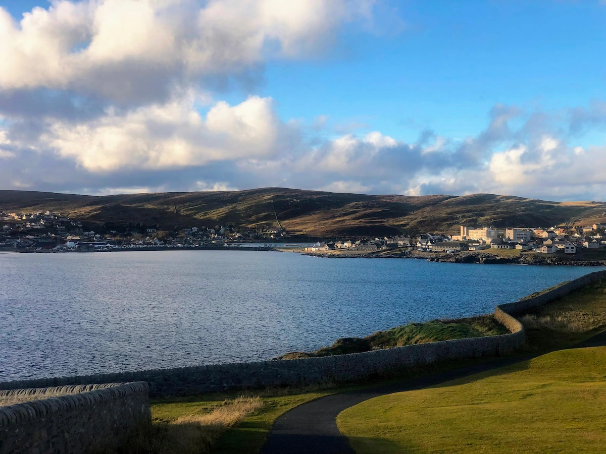 A view of southern Lerwick, a town in the Shetland Islands