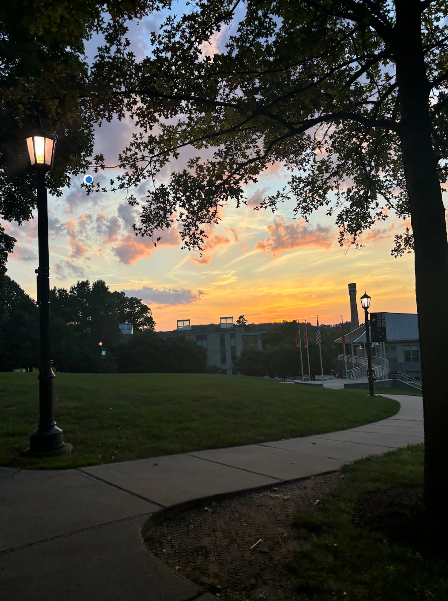 A sunset on campus.