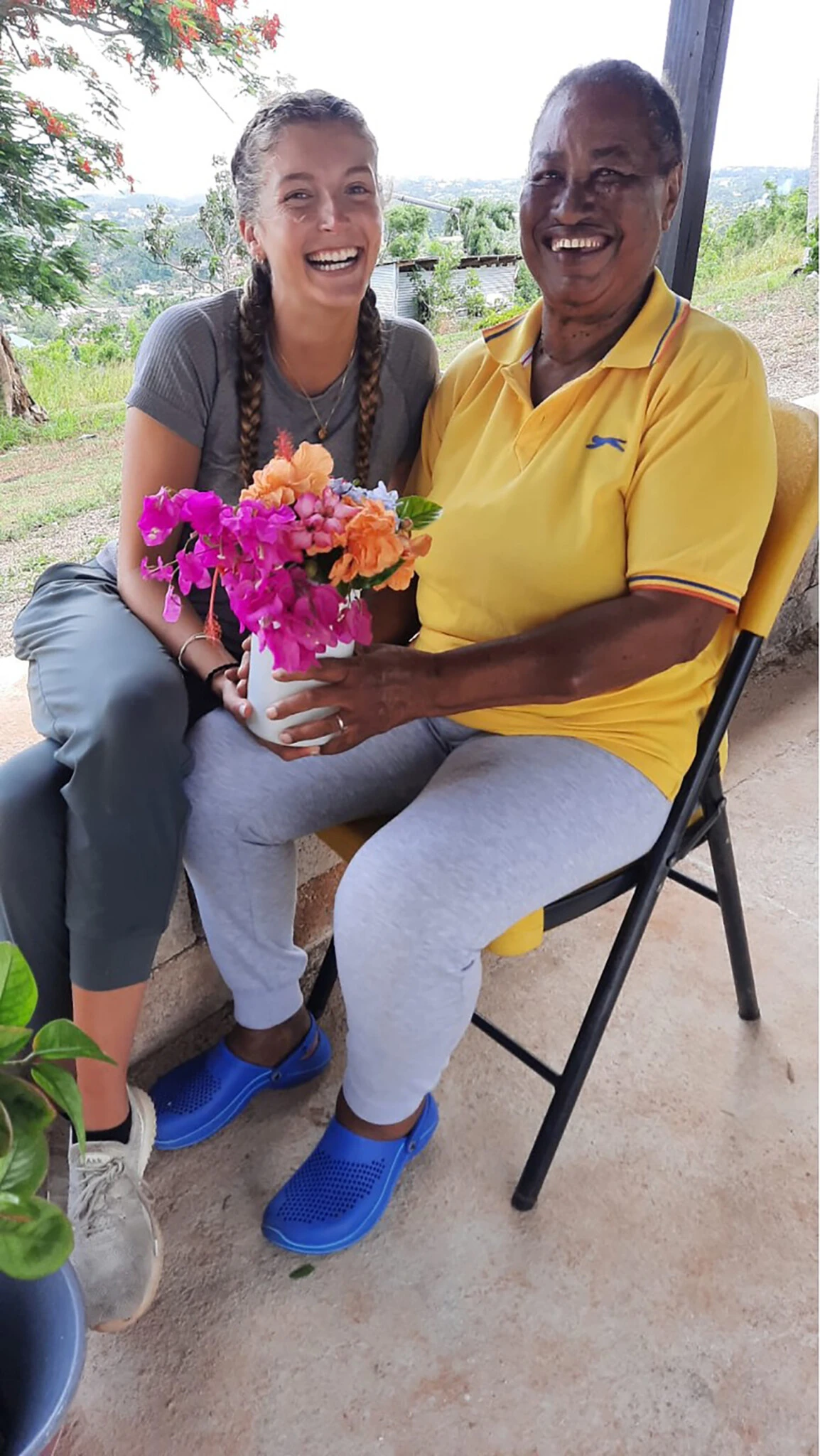 A DPT student and patient in Jamaica.