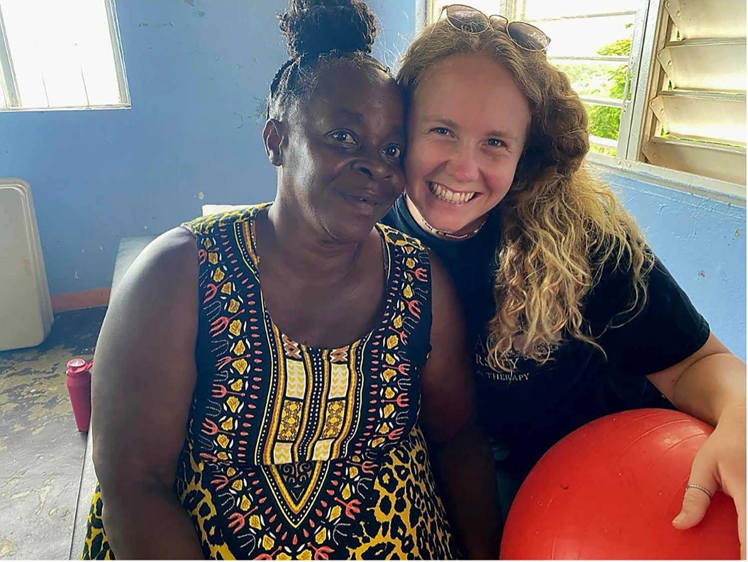 A DPT student and patient in Jamaica.