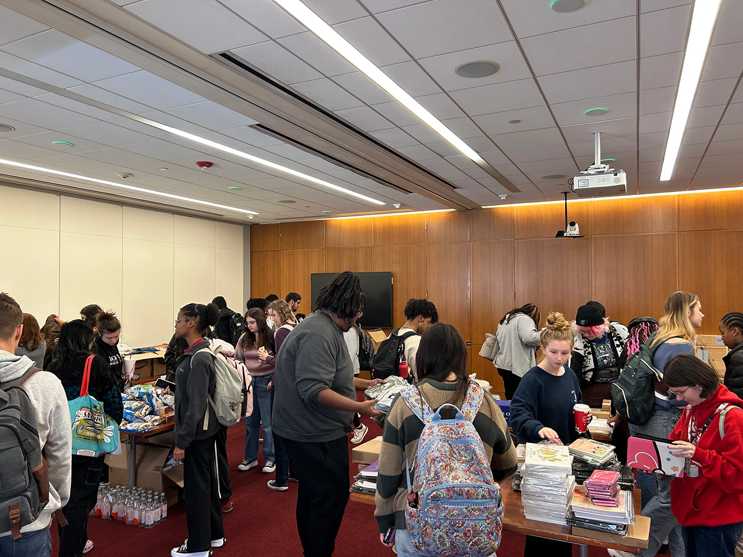 Students checking out the Pop-up Market in the Commons.