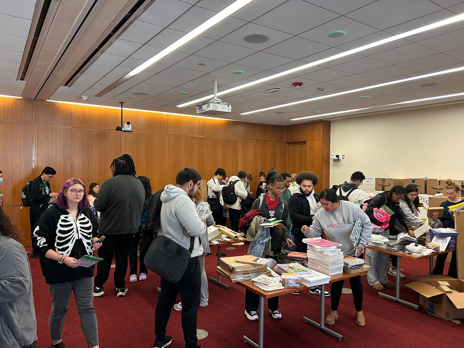 Students checking out the Pop-up Market in the Commons.