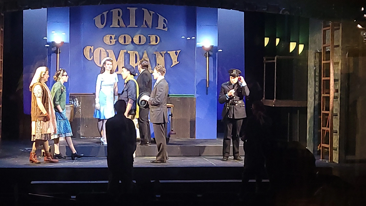 Dress rehearsal for "Urinetown The Musical" in the Little Theater.