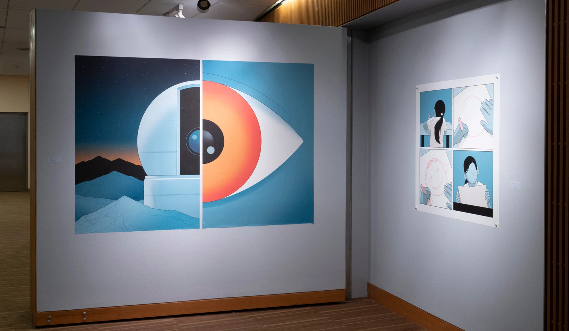 Installation view, No Particular Order: Illustrations by Anuj Shrestha, Harrison Gallery, photo: Sam Fritch