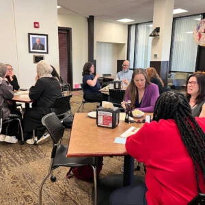 Faculty and staff at a Lunch and Learn event.