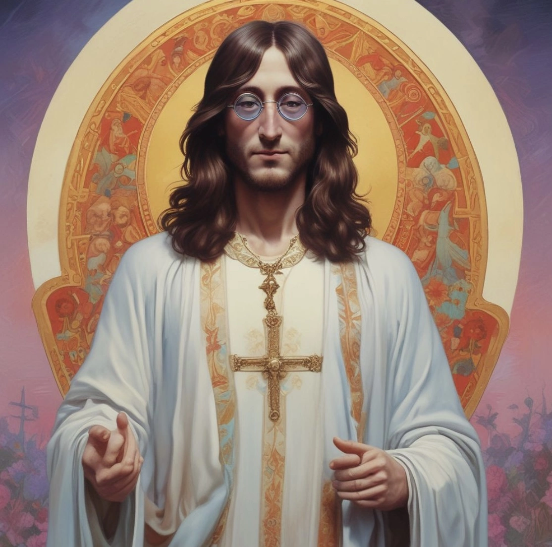 An AI-generated image of John Lennon in which he looks like Jesus