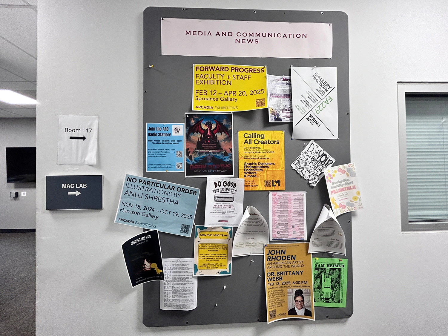 The Media and Communication News bulletin board.