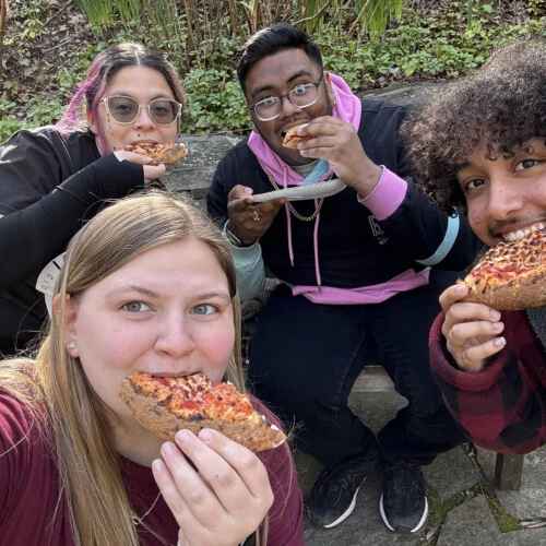 Ethan Rodriguez and friends at the Loco Mag pizza event.