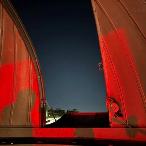 Larry’s shadow, as seen on the dome of the Arcadia Observatory