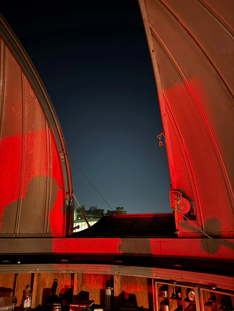 Larry’s shadow, as seen on the dome of the Arcadia Observatory 