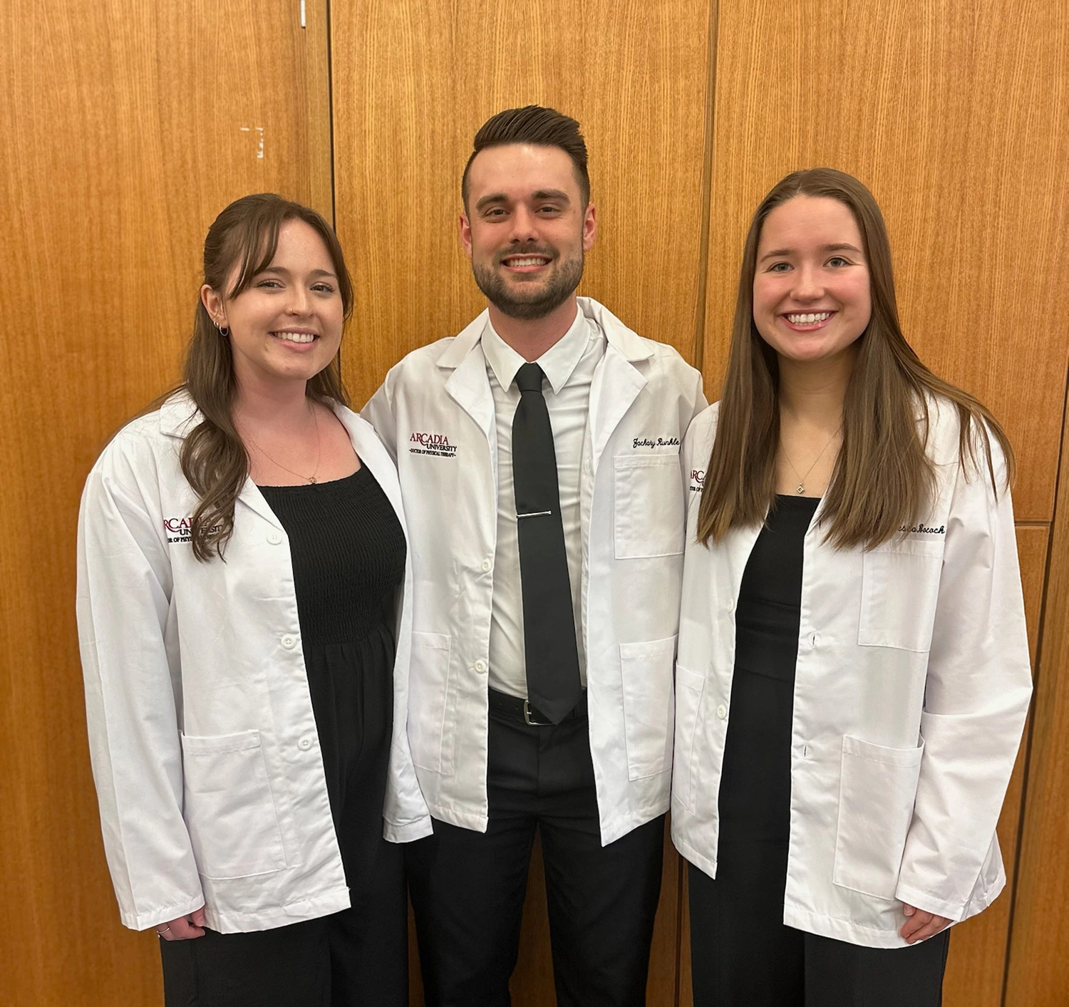 From left to right, Alayna Mahon ’25DPT, Zac Runkle ’23, ’25DPT, and Tessa Bocock ’25DPT.